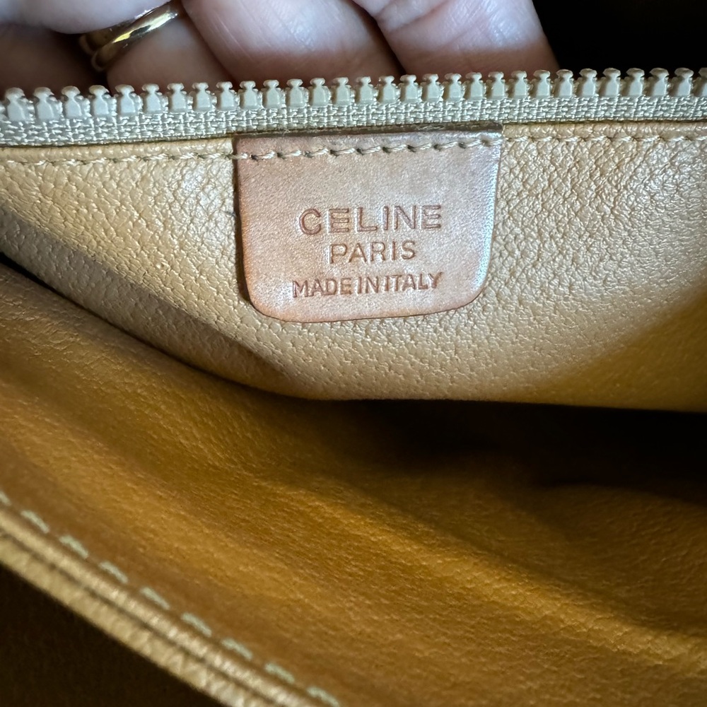Celine Brown Monogram Canvas Clutch with Tan Leather Trim - Picture 5 of 8